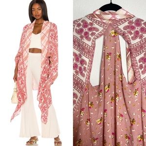 Free People American Pie Pink Patchwork Kimono Duster OS